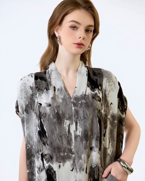 SIXDO6 G-Black V-Neck Woven Loose Dress